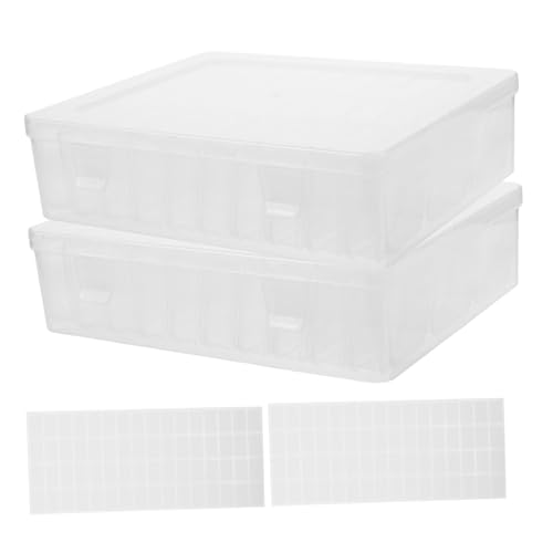 Mikinona 2 Sätze Transparenter Nail Art Organizer mit Fächern und Etiketten Tragbare Aufbewahrungsbox für Perlen Schmuckzubehör DIY Bastelbedarf Kompakt und Langlebig für Reisen von Mikinona