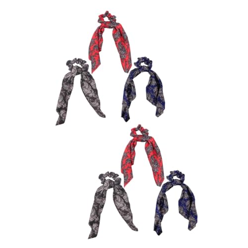 Mikinona 6stücke Retro Chiffon Haargummis Mit Schleifen Modische Haarbänder Für Damen Vielseitige Haarschmuck-accessoires Zufälligen Farben Für Ponytails Und Alltagslooks von Mikinona