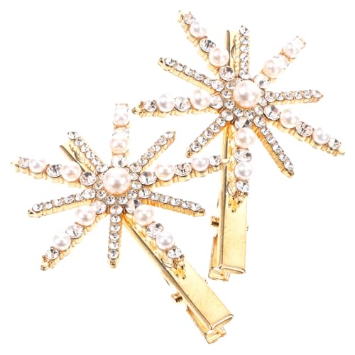 Mikinona 2stücke Haarspange Mit Perlen Und Strasssteinen Schneeflocken-design Dekorative Haarspange Für Damen Praktisches Und Festhaltendes Haaraccessoire von Mikinona