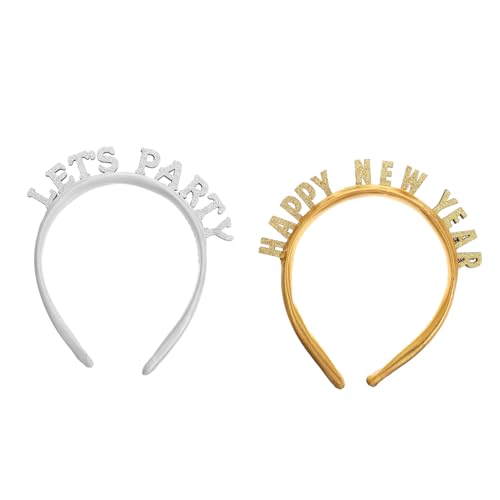 Mikinona Haarschmuck Neujahr Haarband 2 Stück 2021 Frohes neues Stirnband weihnachtsdeko bilden Requisiten Kopfbedeckung Plastik Kreatives Design Haarband Haarband Kopfschmuck von Mikinona