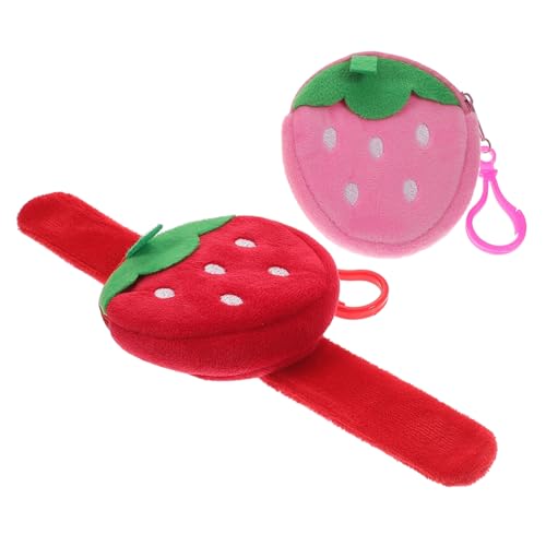 Mikinona 2 Stück Erdbeer Snap Armbänder für Weiche Bequeme Slap Bracelets mit Fruchtigem Design Leichtes Partyzubehör für Jungen und Mädchen für Geburtstagsfeiern und Alltag von Mikinona