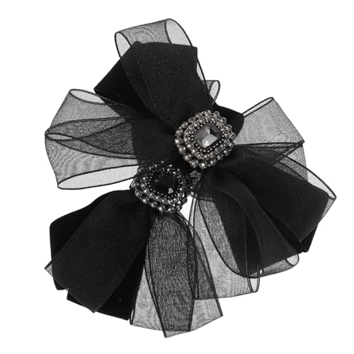 Mikinona 2 Stück Haarschleifen Clips mit Schwarzen Strass Schleifen aus Mesh Stilvoller Haarschmuck Damen für Hochzeit Fotoshooting Tanz und Alltag Fester Sitz Modisch von Mikinona