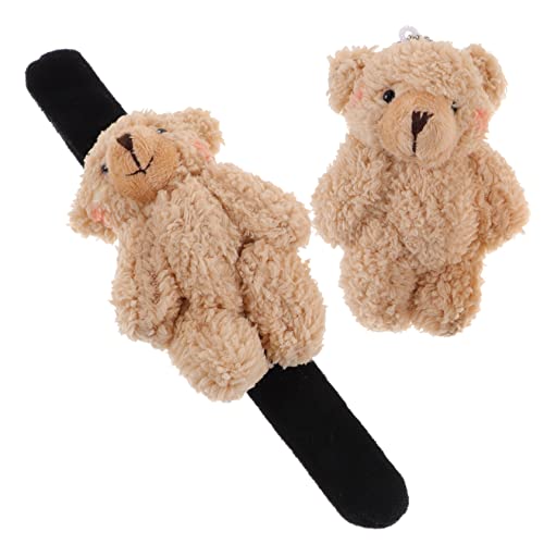Mikinona 2 Stück Kawaii Plüsch Slap Armbänder für Lustiges Bären Design Weiche Handgelenk Deko für Mädchen für Partys von Mikinona