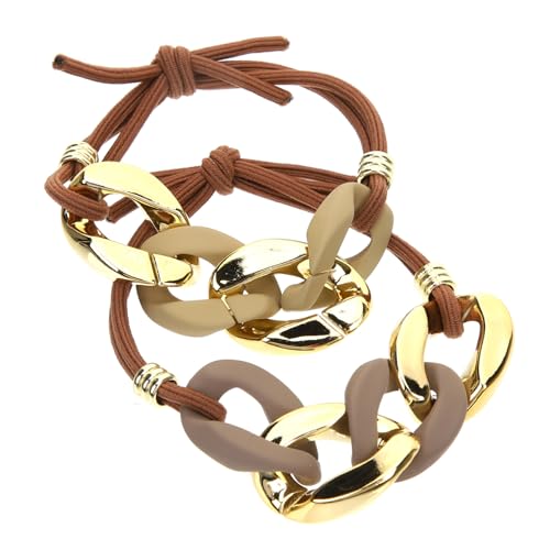 Mikinona Haar-Accessoires für Frauen 2 Stück elastische Haarbänder Metallarmband Pferdeschwanzhalter Haar-Accessoires für Mädchen Haargummis von Mikinona