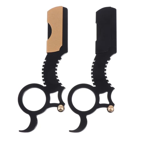 Mikinona 2 Stück Manuelles Rasiermesser Vintage Bart Rasierer für Herren Langlebiger Edelstahl Tragbar für Friseursalon und Heimgebrauch Praktische Haarschneide Bartpflege Vielseitig von Mikinona