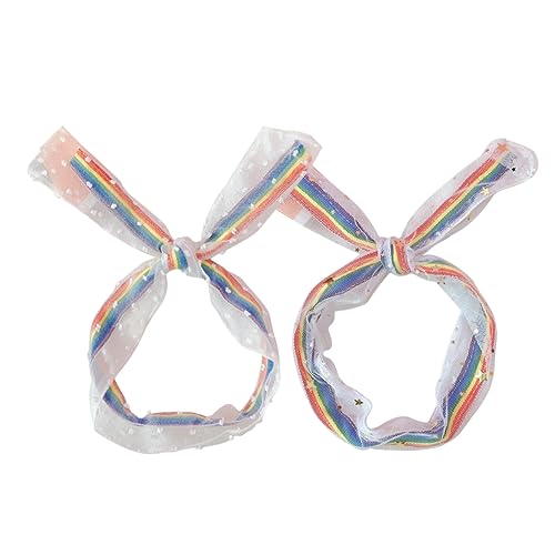 Mikinona 2 Stück Mesh-Stirnband Regenbogen-Stirnbänder Haarstirnbänder breite Stirnbänder Damen Spitze Regenbogen-Haarband Haarspange Haarband aus Mesh-Spitze Colorful von Mikinona