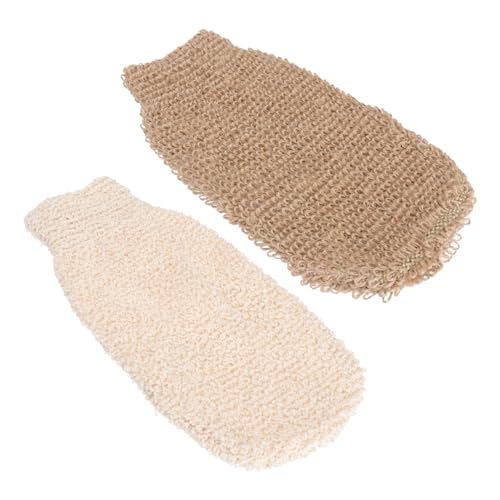 Mikinona 2 Stück Peeling Badehandschuhe Peeling Handschuhe Für Den Körper Peeling Badehandschuh Kohle Duschbadehandschuhe Peeling Zum Reinigen Rückenschrubber Handtücher Braune Jute von Mikinona