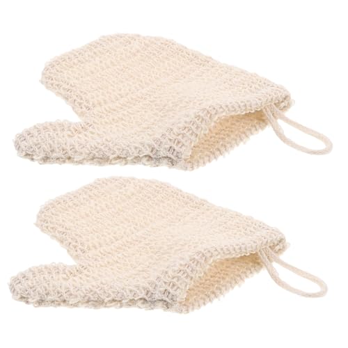 Mikinona 2 Stück Peeling handschuhe aus Baumwolle und Leinen Doppelseitige Duschhandschuhe für Damen und Herren Reich Schäumende Waschhandschuhe zur Effektiven Körperreinigung und Sanften von Mikinona