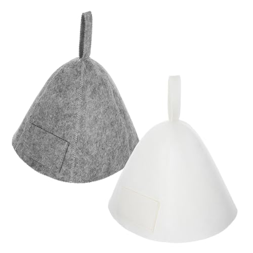 Mikinona 2 Stück Sauna Hut Filzkappe für Männer und und Beige für Dampfbad und Wellness mit Praktischer Innentasche Wiederverwendbar Schützend gegen Heiße Dämpfe von Mikinona