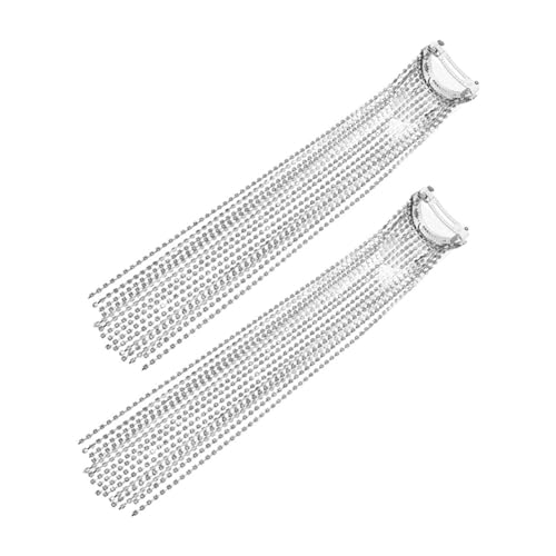 Mikinona 2 Stück Strass Haarklammern mit Tassel und Kette Langlebige Haarspangen für Damen Vielseitiger Haarschmuck für Braut Club Ponytail und Geflochtene Frisuren von Mikinona