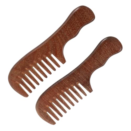 Mikinona 2stücke Holzkamm Mit Breiten Zähnen Für Lockiges Haar Entwirrungskamm Für Kopfhautmassage Antistatisch Für Styling Langlebiges Pflege-werkzeug Für Männer Und Frauen von Mikinona