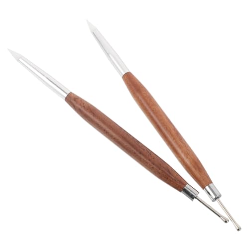 Mikinona 2 Stück Teiliges Nagel Skulptur mit Doppelseitigem Ballpoint und Silikonspitze Sandelholzgriff Präzise Modellier und Prägewerkzeuge für Gelpolitur Zeichnen Formen Geeignet für von Mikinona