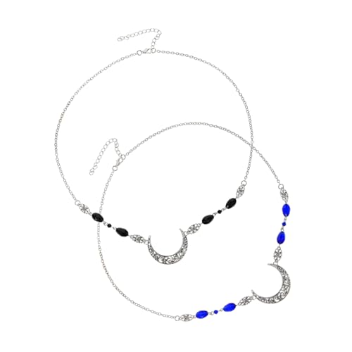Mikinona 2 Stück Vintage Mond Haarband Filigraner Kette und Tropfenkristall Brautschmuck für Hochzeit und Besondere Anlässe Eleganter Boho Haarschmuck für Frauen und Mädchen von Mikinona
