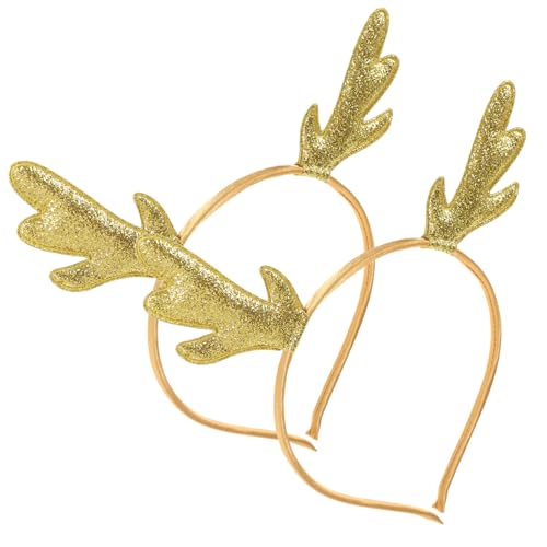 Mikinona 2 Stück Weihnachtliches Rentier Geweih Haarreif Gold Pailletten Leichtes Haarband Mädchen Festlicher Kopfschmuck für Weihnachtsfeier Fotoshooting Zubehör von Mikinona