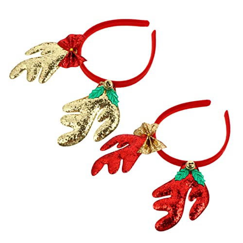 Mikinona 2 Stück Weihnachts Rentier Geweih Haarreif Damen Haarschmuck Glitzernde Stirnbänder Festliche Kopfbedeckung für Weihnachts und Cosplay Partys Geschenkidee von Mikinona