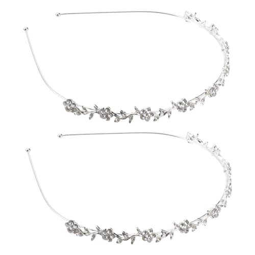 Mikinona 2 Stücke Imitation Haarband mit Rhinestone Haaraccessoires für Damen für Hochzeiten Partys und Besondere Anlässe Silberfarbener Haarschmuck von Mikinona