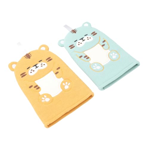 Mikinona 2 Stücke Tiger Badetuch Kleinkind Fausthandschuh Tiere Duschschwamm Luffa schrubben Bad-Körperpeeling Badeschrubber Cartoon-Badehandschuhe Badepeeling die Seide von Mikinona