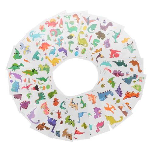 Mikinona 20 Blatt Dinosaurier Temporäre Tattoos Wasserdichte Kinderaufkleber für Jungen Lustige Cartoon Tattoos für Partys und Geburtstagsfeiern Hautfreundliche Body Sticker für Spielereien von Mikinona