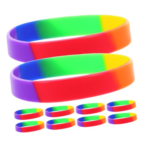 Mikinona 20 Stück Bunte Pride Silikonarmbänder Regenbogen design Wiederverwendbar für Teens Festival Paraden Party Zubehör von Mikinona