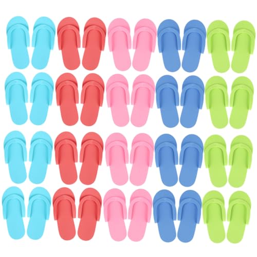 Mikinona 24 Paare Einweg EVA Pediküre Slipper Rutschfest Leichtgewichtige Spa Hausschuhe für Damen und Herren Praktisch Tragbar für Salon Pediküre Gäste und Strand Zufällige Farbe von Mikinona