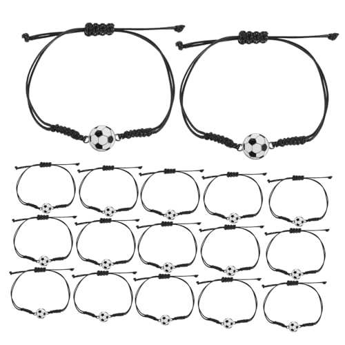 Mikinona 24 Stück Teiliges Handgewebter Fußball Armbänder für Männer Frauen und Jugendliche Verstellbare Legierte Sportarmbänder Fadebeständig Komfortabel als Partygeschenk und von Mikinona