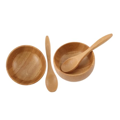 Mikinona 2Sätze Natürliche Gesichtsschalen Rührschüsseln Für DIY Umweltfreundliche Maskenherstellung Löffel Logo von Mikinona