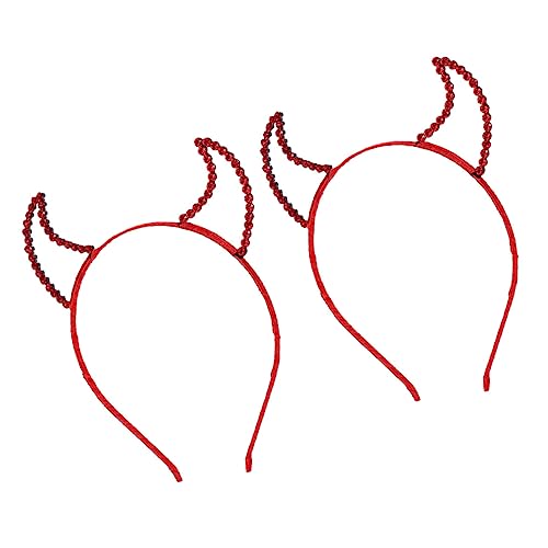 Mikinona 2stücke Teufelshörner Haarreif Mit Glitzer Für Halloween Kostüm Elegante Rhinestone Kopfbedeckung Accessoires Für Cosplay Und Fotografie Damen Und Herren Headdress von Mikinona