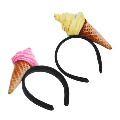 Mikinona 2st Eis-stirnband Dessert-stirnband Fotoautomaten-stirnbänder Eiscreme-kopfschmuck Gesichtswaschstirnband Make-up-stirnband Albernes Stoff Mais Kopfbedeckung Damen von Mikinona