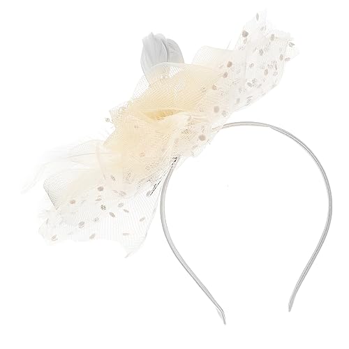 Mikinona 2St Federkopfschmuck stutzenhalter kopfhoerer tragegurte brauthaarschmuk Kopftuch Stirnband Fascinator-Haarband haarschmuck Performance-Haarband Kopfschmuck für die Party Beige von Mikinona