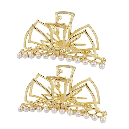 Mikinona Haarklammern mit Perlen Haarspange Pferdeschwanzhalter elegante Haarnadel aus Metall für Frauen Haarschmuck mit Perlen zufälliger Stil 2 Stück von Mikinona