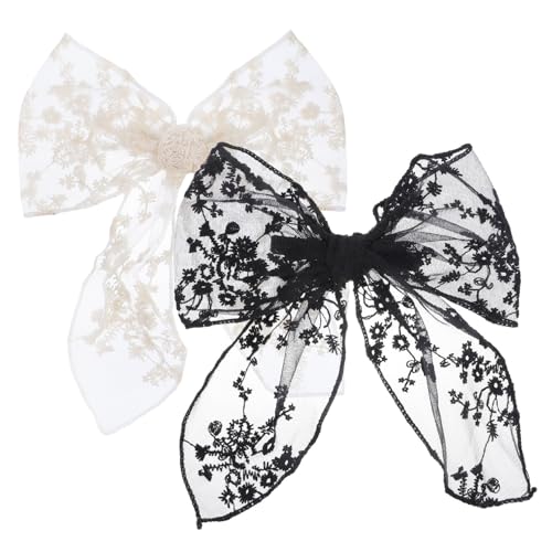 Mikinona Haarschleifen Für Mädchen Große Haarschleifen-clips Metallclip Vintage-spitzenschleife Haar-accessoires Für Frauen Teenager-mädchen 2 Stück von Mikinona