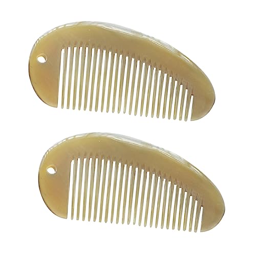 Mikinona 2stücke Kamm Für Frauen Aus Horn Tragbarer Hornkamm Kamm Mit Einfachen Und Feinen Zähnen Antistatisch Und Langlebig Für Haarbruchreduktion von Mikinona