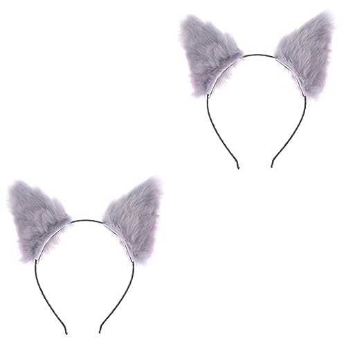 Mikinona 2St Ohr Haarreifen Fell plüschige katzenohren kopfbedeckung Plüsch-Katzenohren-Stirnband Spitzen-Katzenohr-Haarreifen Haustierkleidung Dachs poils Party-Stirnband Party-Haarreifen von Mikinona