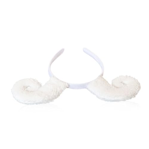 Mikinona 2stücke Weißer Plüsch Haarreif Mit Schafshorn-design Für Party Und Performance-kopfschmuck Leicht Und Detailreich Als Foto-requisit Und Kopfbedeckung von Mikinona