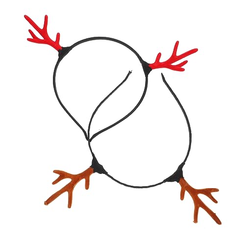 Mikinona 2 Stücke Rentier Geweih Haarreifen Für Weihnachten Cosplay Haarreifen Weihnachten Geweih Haarband Rot Party Haar-accessoire von Mikinona