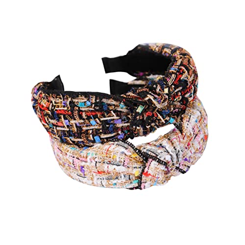 Mikinona 2stücke All-match Haarreifen Retro Knotenband Für Damen Herren Schwarz Beige Jede Farbe von Mikinona