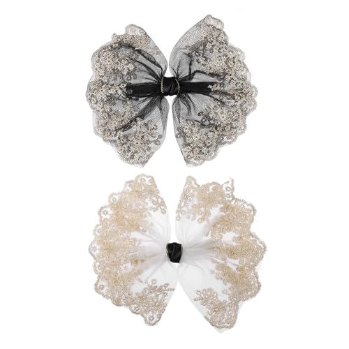 Mikinona 2stücke Große Haarschleife Hintere Haarschleife Große Schleifenspange Haarspange Für Frauen Mit Spitze Bogen Clip Für Dickes Dünnes Lockiges Glattes Haar von Mikinona