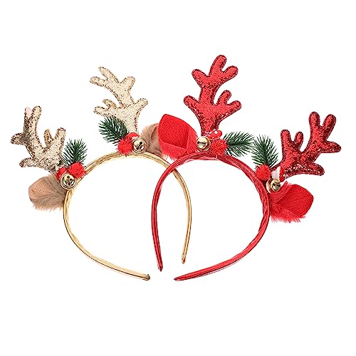 Mikinona Einzigartiges Stirnband aus Hirschgeweih weihnachtliches Rentiergeweih Kopfbedeckung Haar-Accessoire für Frauen und Mädchen von Mikinona