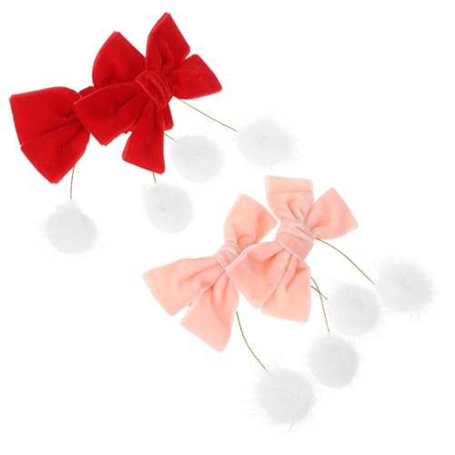 Mikinona 2paare Haarschleifen Für Kleinkinder Mädchen Mit Schleife Haarspange Kleine Schleifen Pelziger Ball-clip Haaraccessoire Für Weihnachten von Mikinona