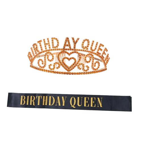 Mikinona 2 Stücke Set Geburtstagsparty Favors Krone Stirnband Und Brief Druck Gürtel Schärpe Für Mädchen von Mikinona