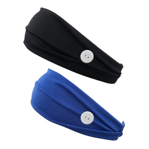 Mikinona 2stücke Elastisches Damen-haarband Mit Sport-stirnband-ohrenpflege-knopf Atmungsaktives Stirnband Für Fitness Elastische Stirnbänder Mit Maskenhilfe-knopf von Mikinona
