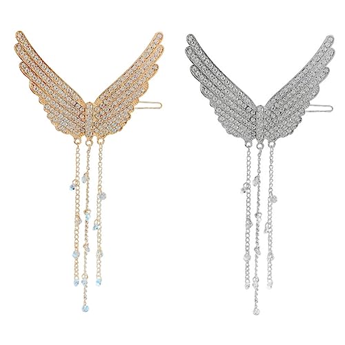 Mikinona 2stücke Engelsflügel Haarspange Mit Quaste Und Strass Haarnadeln Zarte Kopfschmuck Für Mädchen Einzigartiges Haaraccessoire von Mikinona