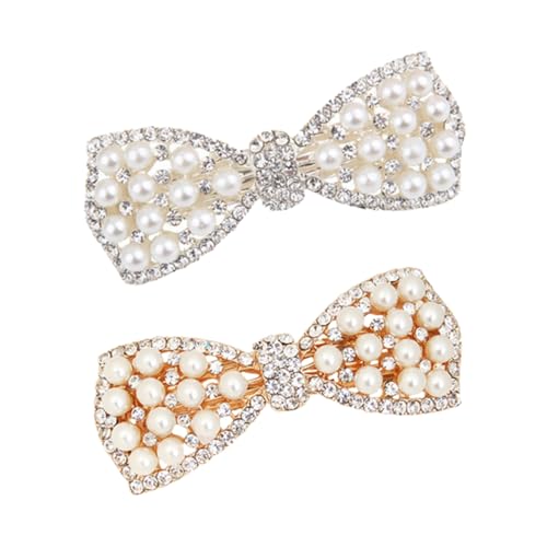 Mikinona 2stücke Perlen-haarspange Mit Schleife Und Kristallen Haaraccessoire Für Hochzeiten Partys Und Alltagsmode Für Mädchen Und Damen von Mikinona