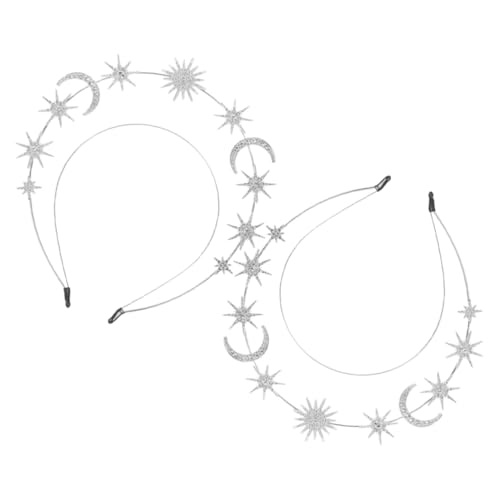 Mikinona 2stücke Stern-stirnband Mit Sechszackigen Sternen Und Mondelementen Doppellagiges Metall-haarband Für Frauen Haarschmuck Für Hochzeiten Partys Und Kostüme von Mikinona