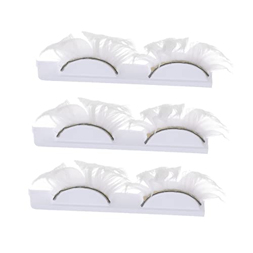 Mikinona 3 Paar Falsche Wimpern Kawaii-make-up Band Für Voluminöse Wimpern Bilden Lotusblüten-kerzenhalter Wimpern Party Cosplay-wimpern Dichte Wimpern Haar Feder Weiß Charmant von Mikinona