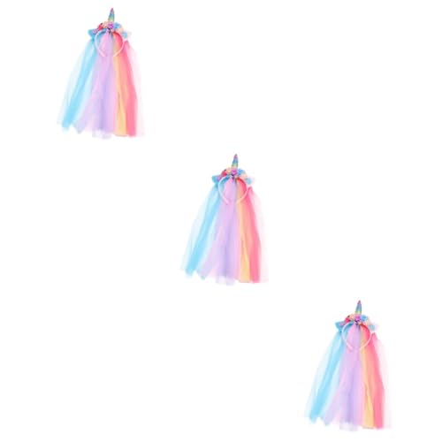 Mikinona 3 Stk Einhorn-mesh-stirnband Für Kinder Kopfbedeckung Modische Stirnbänder Haarbänder Für Mädchen Haarschmuck Für Mädchen Einhorn- Schöner Kopfschmuck Colorful Gittergewebe von Mikinona