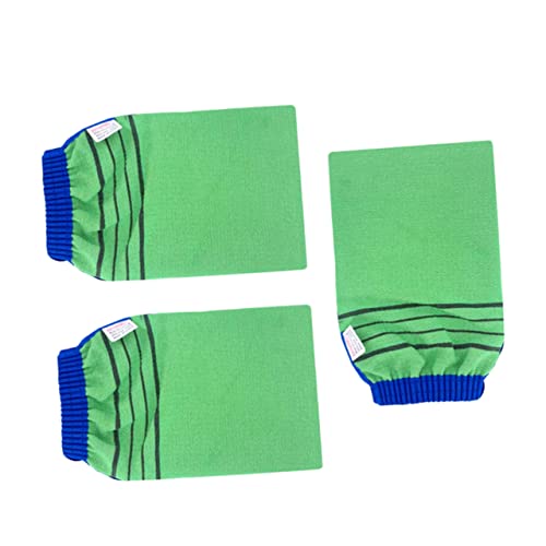 Mikinona 3 Stück Badehandschuhe Handtücher Peeling-handtuch Peeling Duschschuhe Badhandschuhe Erwachsene Peeling-handschuhe Für Rückenpeeling Rückentuch Duschen Bambusfaser Pflanzen Green von Mikinona