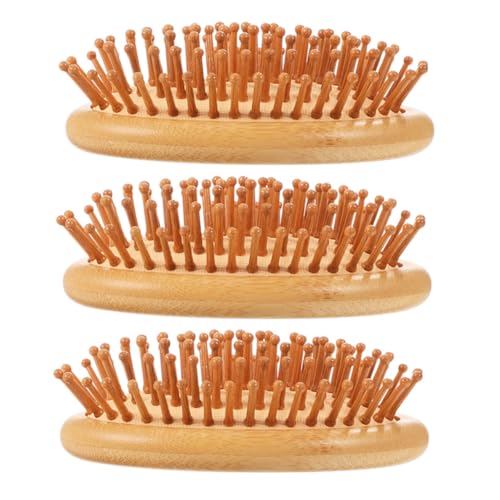 Mikinona 3 Stück Bambus Massage Kopfhautkamm Grifflos Antistatisch Sanfte Entwirrung Entspannende Kopfhautmassage für Damen und Herren Geeignet für Zuhause Büro Reise von Mikinona