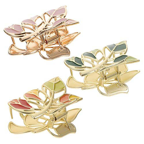 Mikinona 3 Stück Große Haarklammern für Damen Haarspangen mit Einzigartigem Blätterdesign Rutschfest und Langlebig für Langes Haar Beim Sport und Make Up von Mikinona