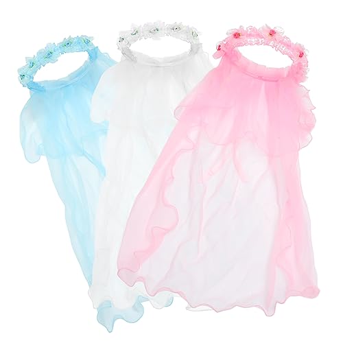 Mikinona 3stücke Blumenkranz Für Mädchen Mit Schleier Kinderkranz Hochzeitsschmuck Haarschmuck Für Blumenmädchen Handgefertigt Für Kommunion Ball Party Und Fotografie von Mikinona